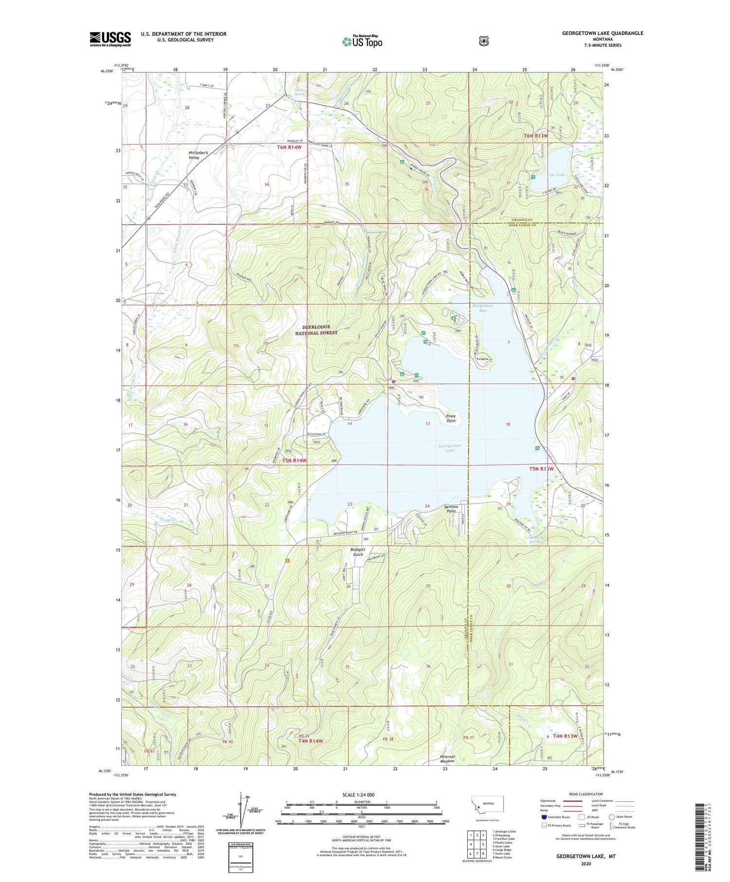 Georgetown Lake Montana US Topo Map Image