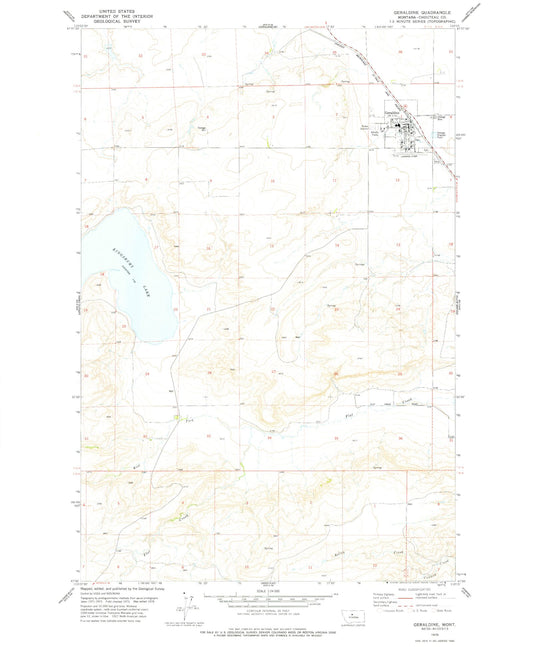 Classic USGS Geraldine Montana 7.5'x7.5' Topo Map Image