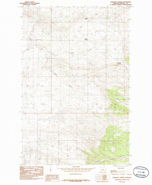 Classic USGS Gerhard Corner Montana 7.5'x7.5' Topo Map Image