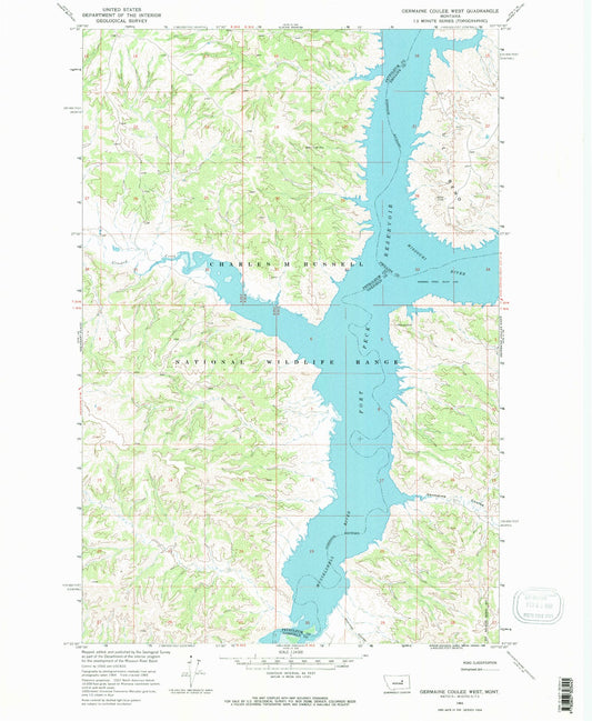 Classic USGS Germaine Coulee West Montana 7.5'x7.5' Topo Map Image