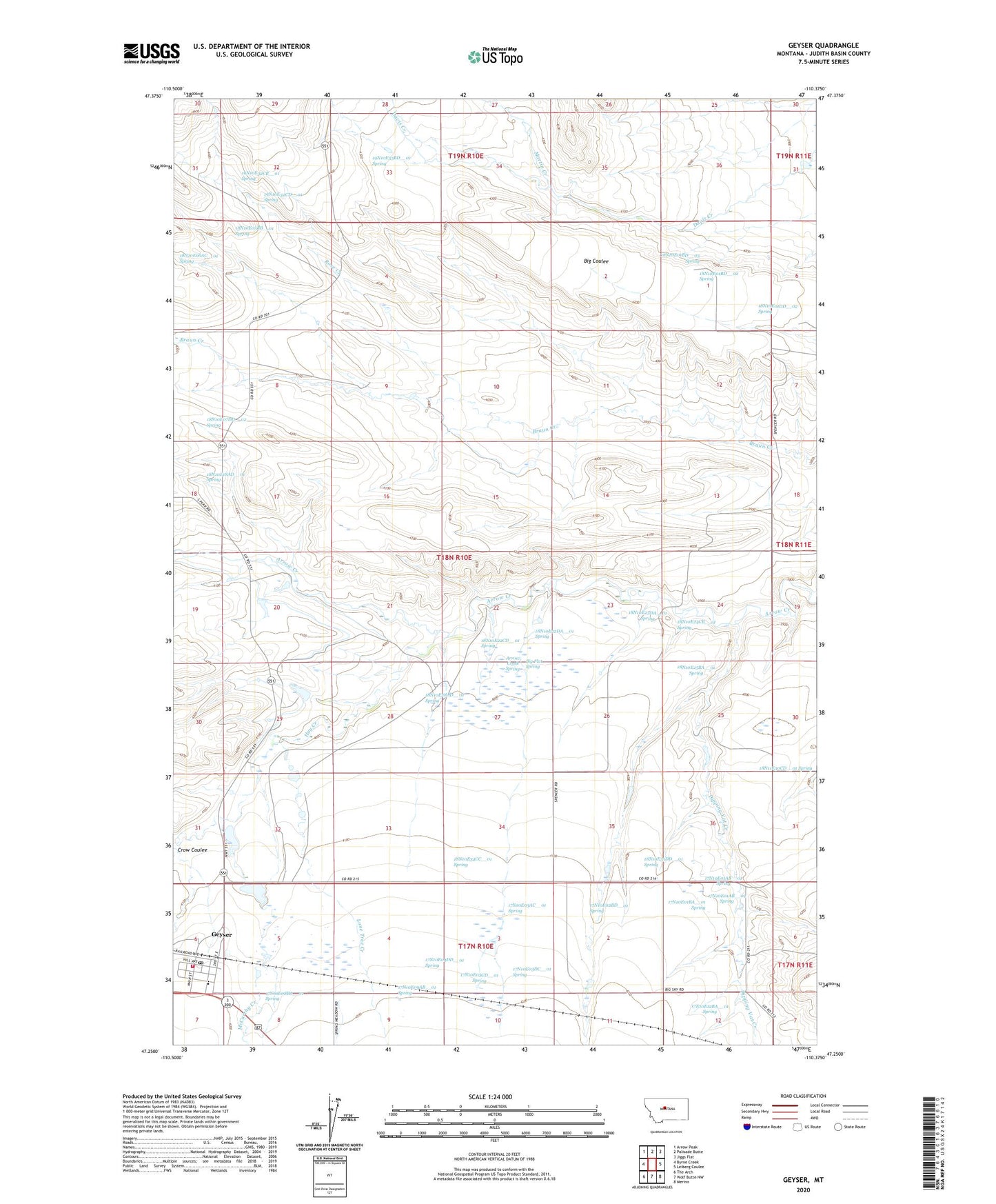 Geyser Montana US Topo Map Image
