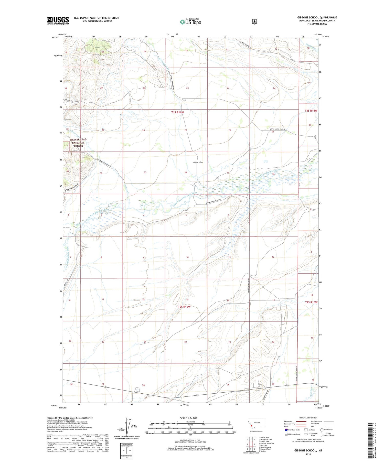 Gibbons School Montana US Topo Map Image
