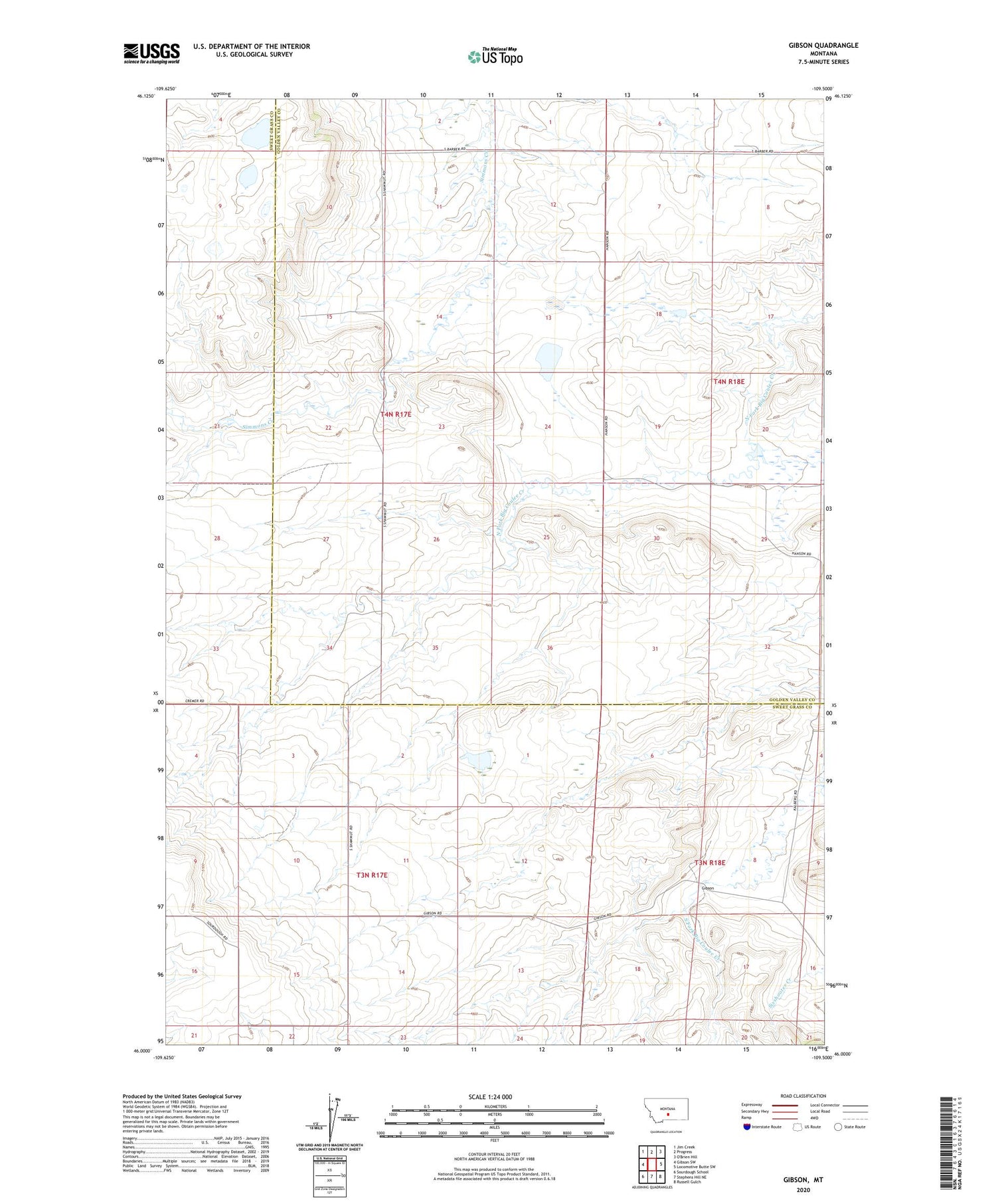 Gibson Montana US Topo Map Image