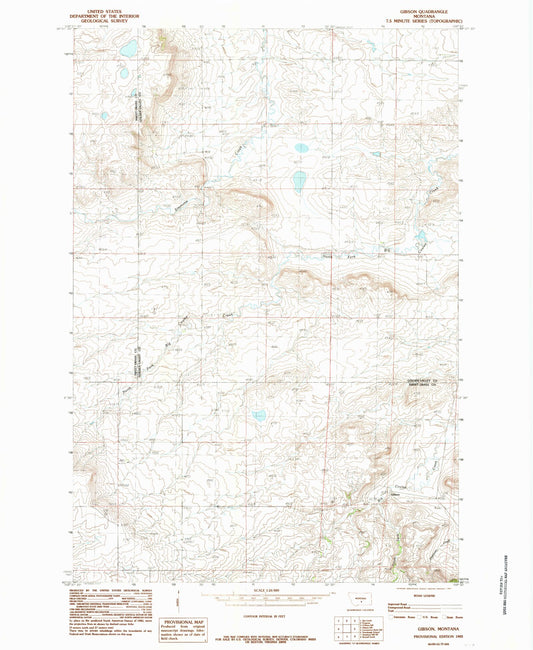 Classic USGS Gibson Montana 7.5'x7.5' Topo Map Image