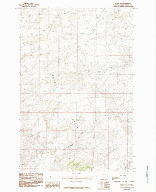 Classic USGS Gibson SW Montana 7.5'x7.5' Topo Map Image