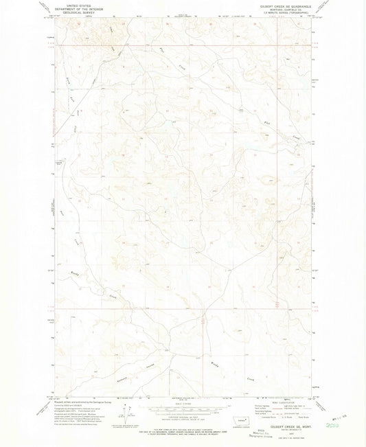 Classic USGS Gilbert Creek SE Montana 7.5'x7.5' Topo Map Image