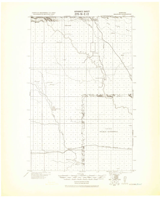 Historic 1943 Gildford Montana 30'x30' Topo Map Image