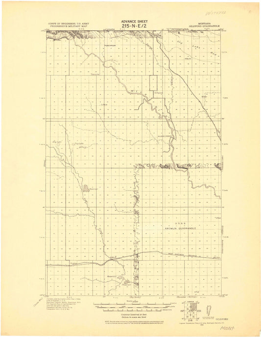 Historic 1920 Gildford Montana 30'x30' Topo Map Image