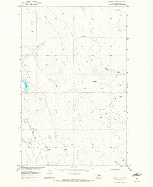 Classic USGS Gildford NE Montana 7.5'x7.5' Topo Map Image