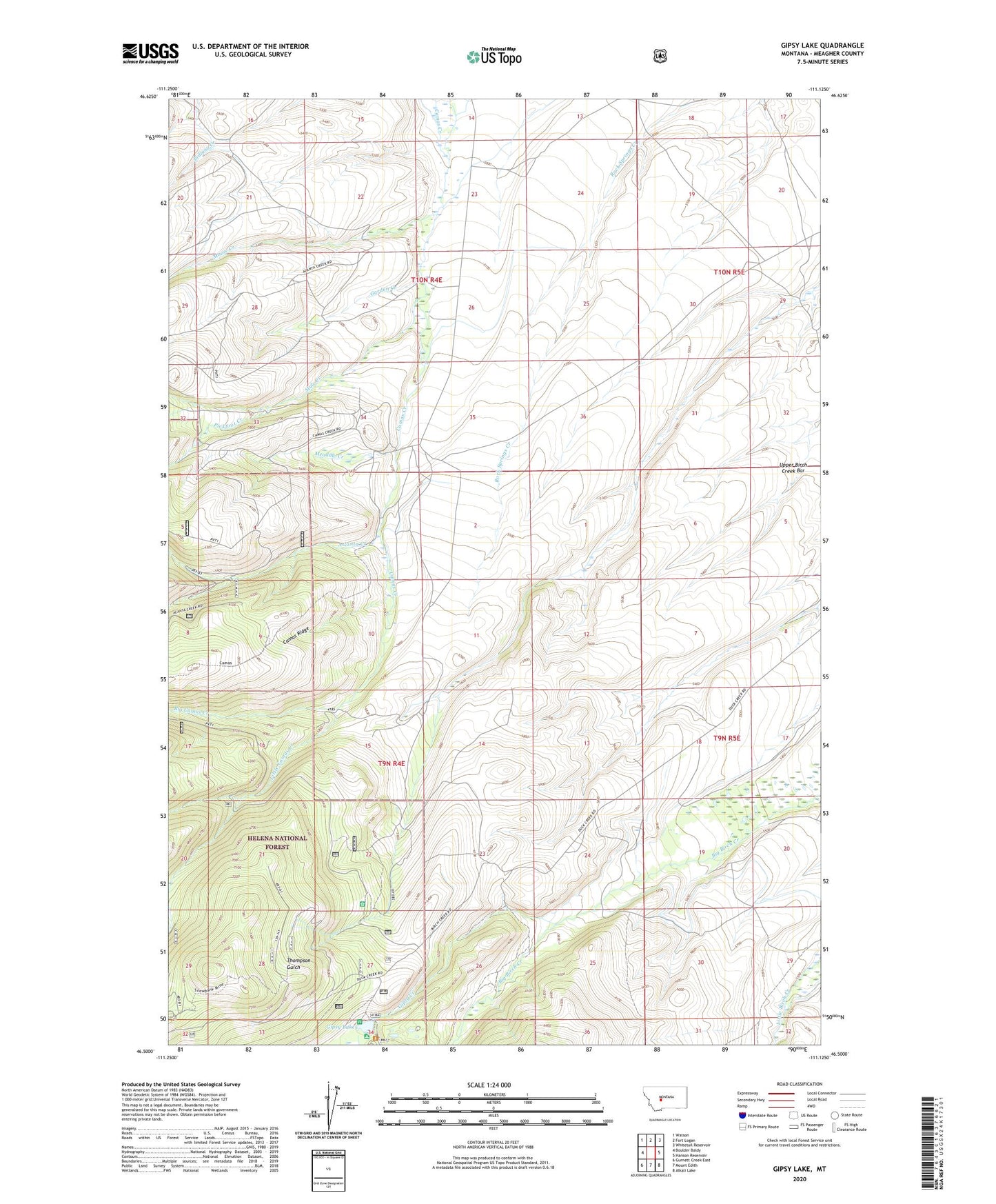 Gipsy Lake Montana US Topo Map Image