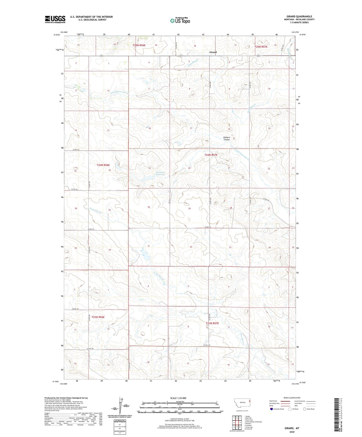 Girard Montana US Topo Map Image