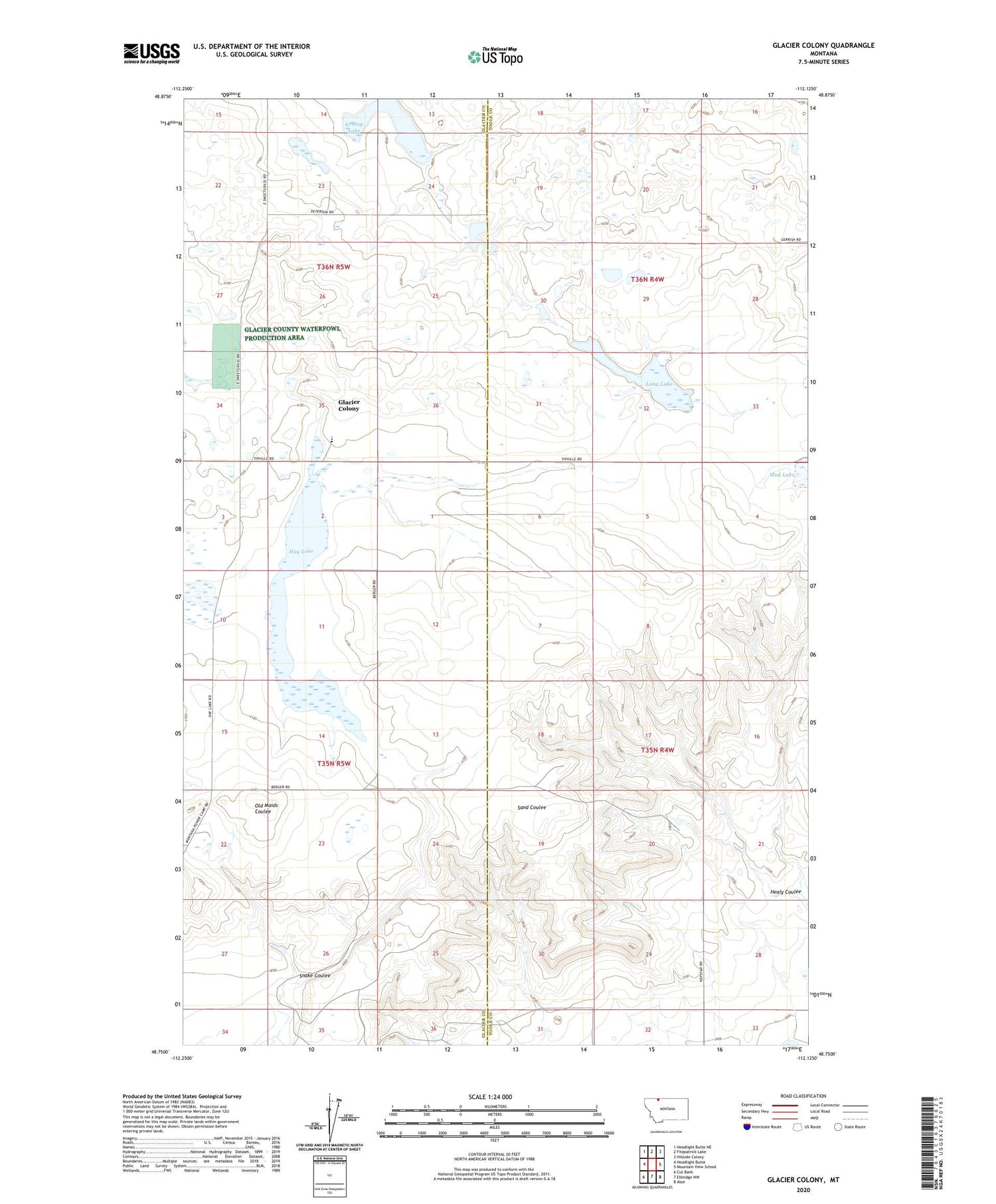 Glacier Colony Montana US Topo Map Image