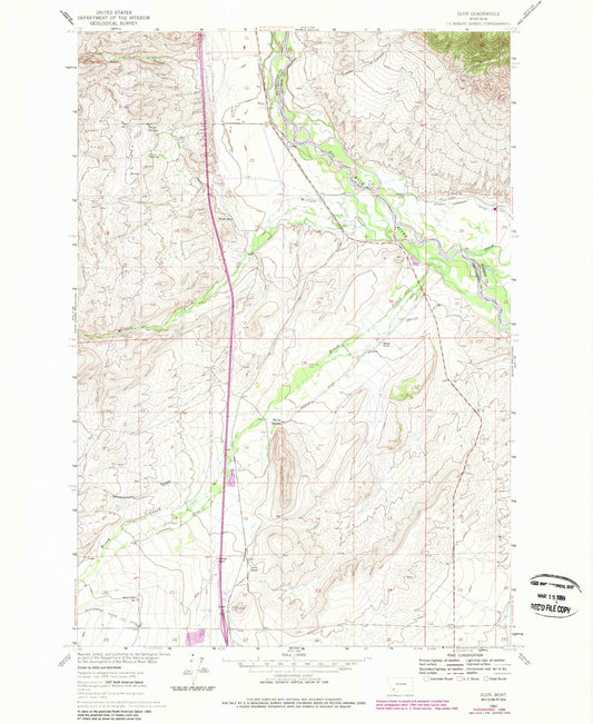 Classic USGS Glen Montana 7.5'x7.5' Topo Map Image