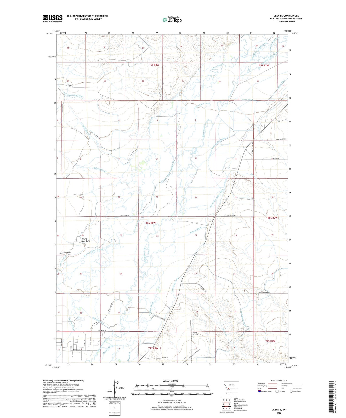 Glen SE Montana US Topo Map Image
