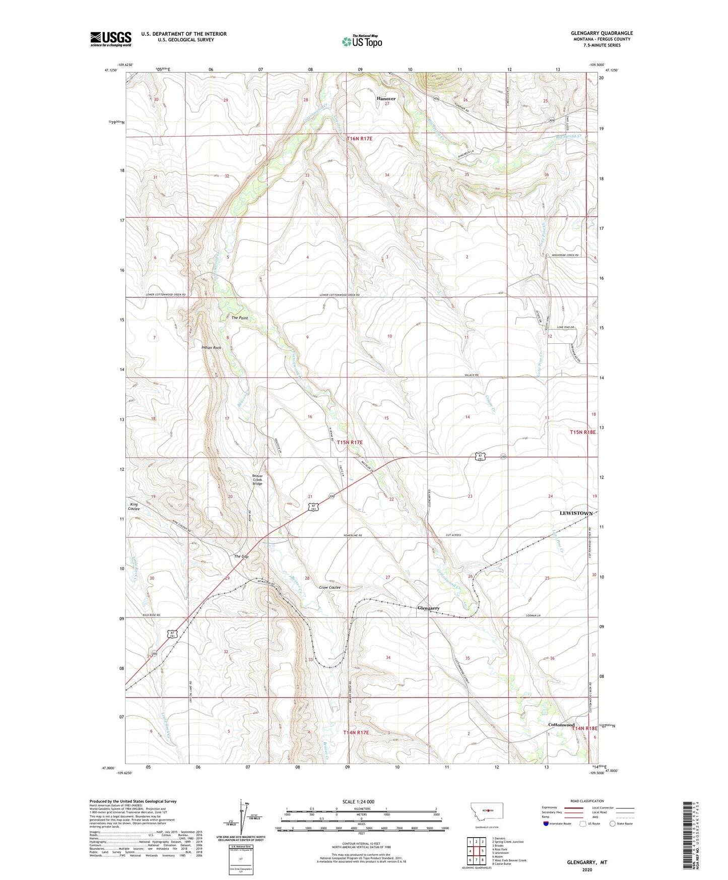 Glengarry Montana US Topo Map Image