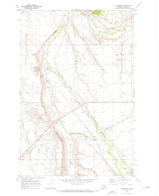 Classic USGS Glengarry Montana 7.5'x7.5' Topo Map Image