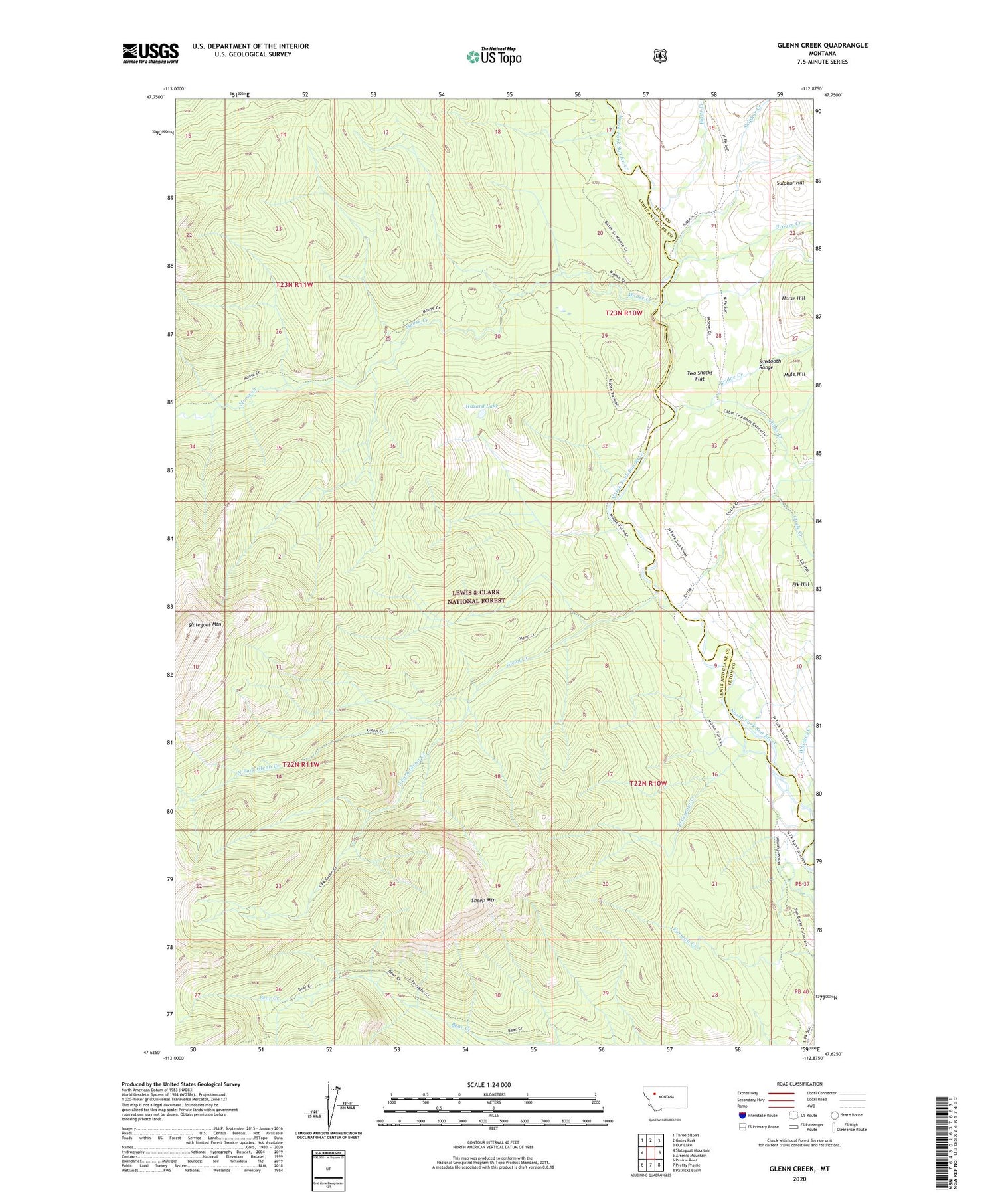 Glenn Creek Montana US Topo Map Image