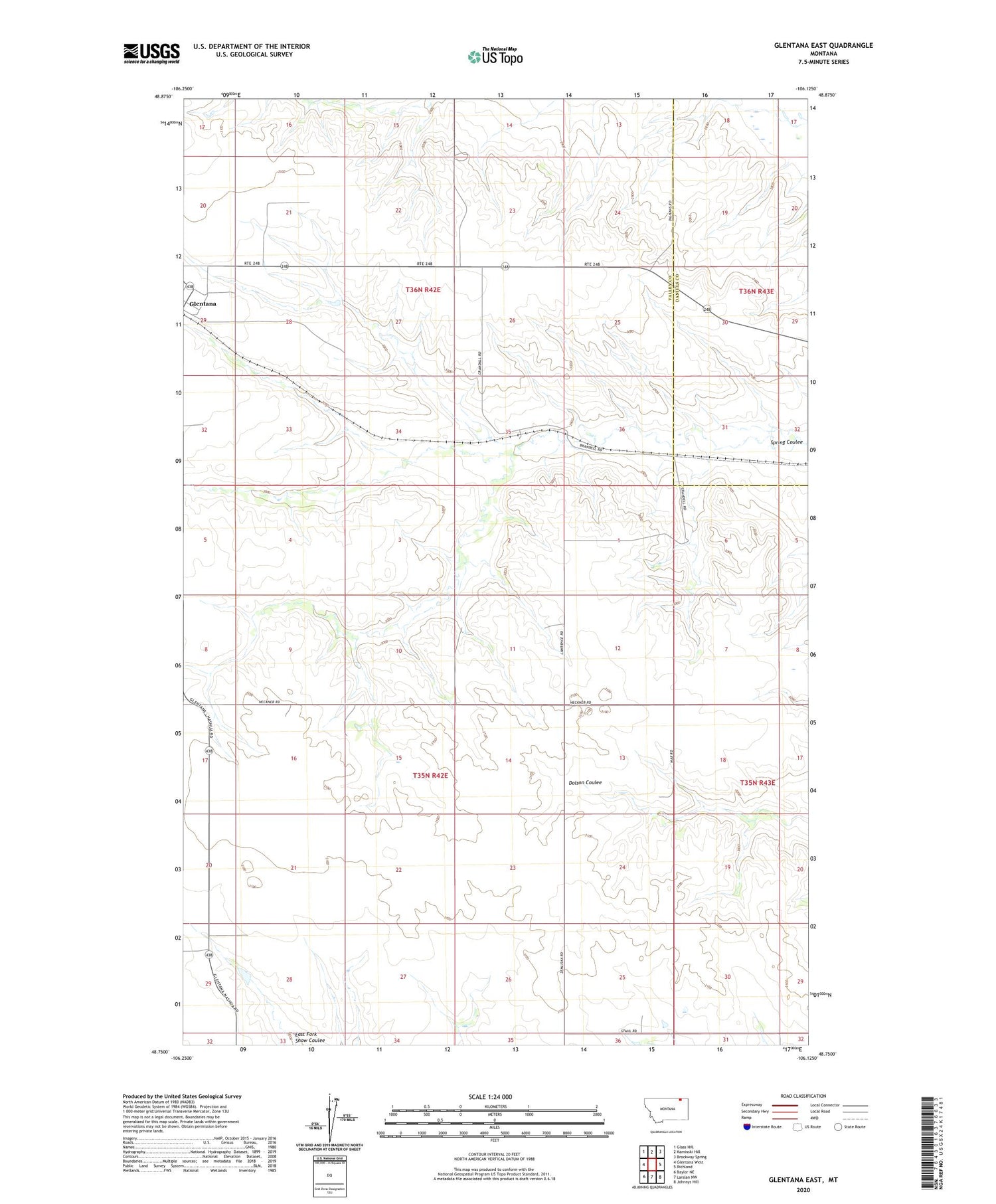 Glentana East Montana US Topo Map Image