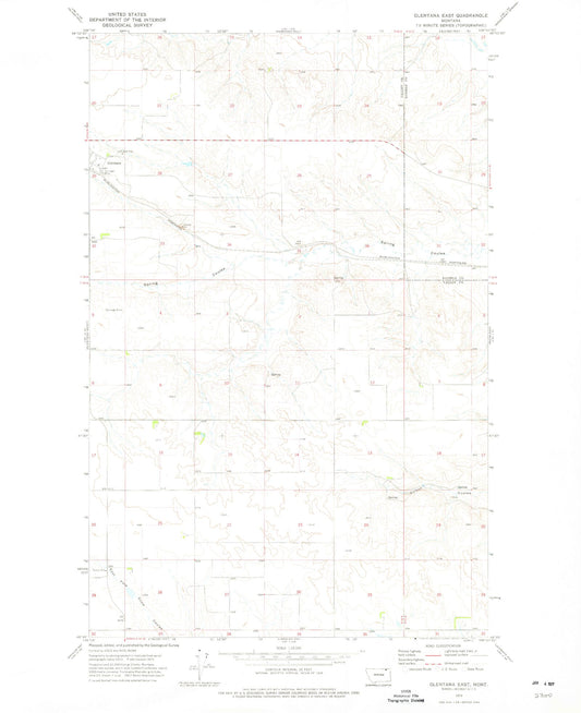Classic USGS Glentana East Montana 7.5'x7.5' Topo Map Image