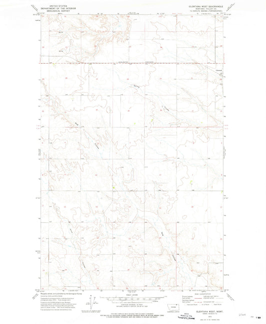 Classic USGS Glentana West Montana 7.5'x7.5' Topo Map Image