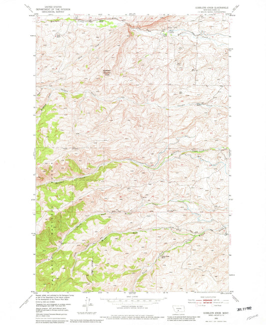 Classic USGS Gobblers Knob Montana 7.5'x7.5' Topo Map Image