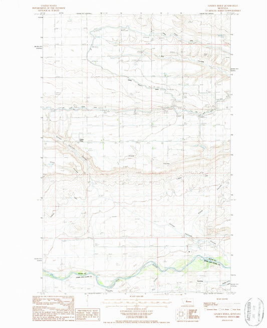 Classic USGS Golden Ridge Montana 7.5'x7.5' Topo Map Image