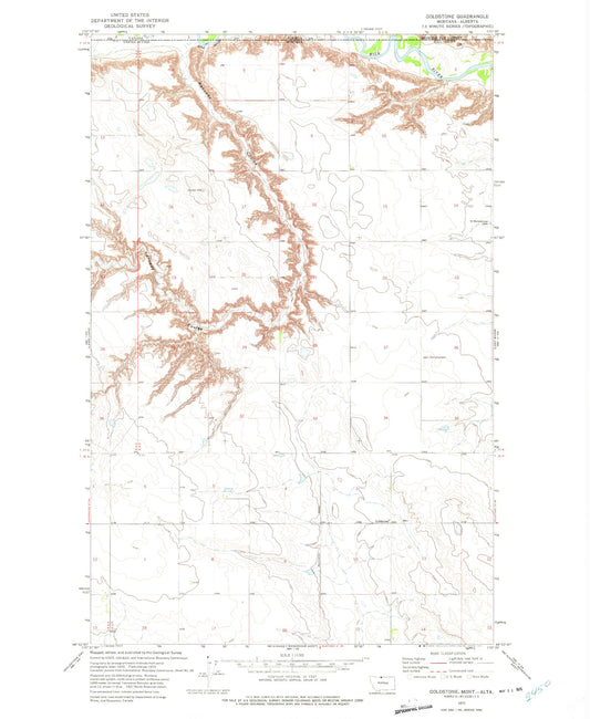 Classic USGS Goldstone Montana 7.5'x7.5' Topo Map Image