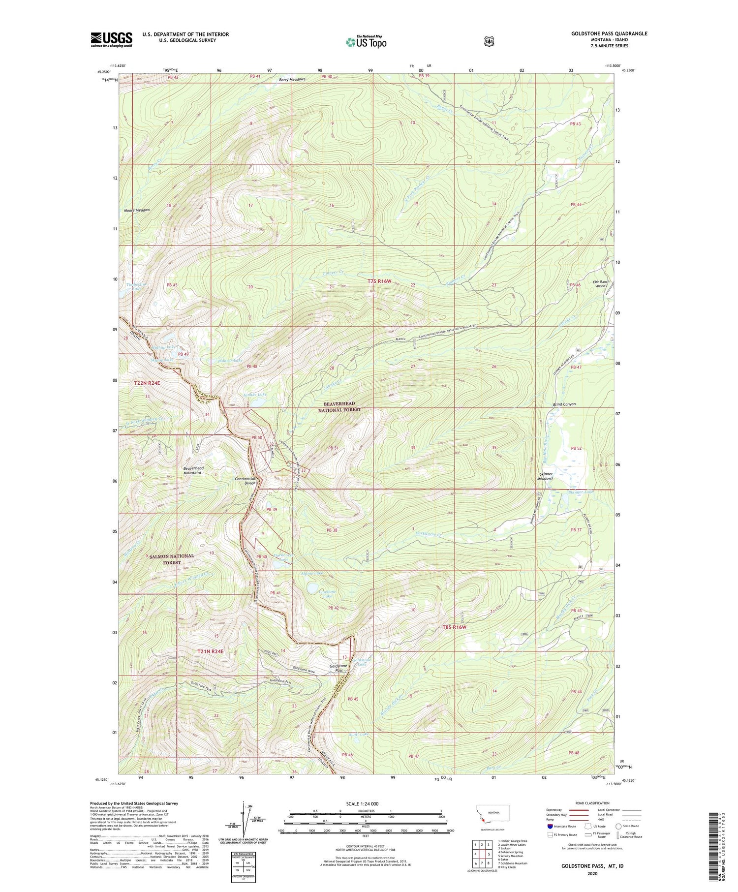 Goldstone Pass Montana US Topo Map Image