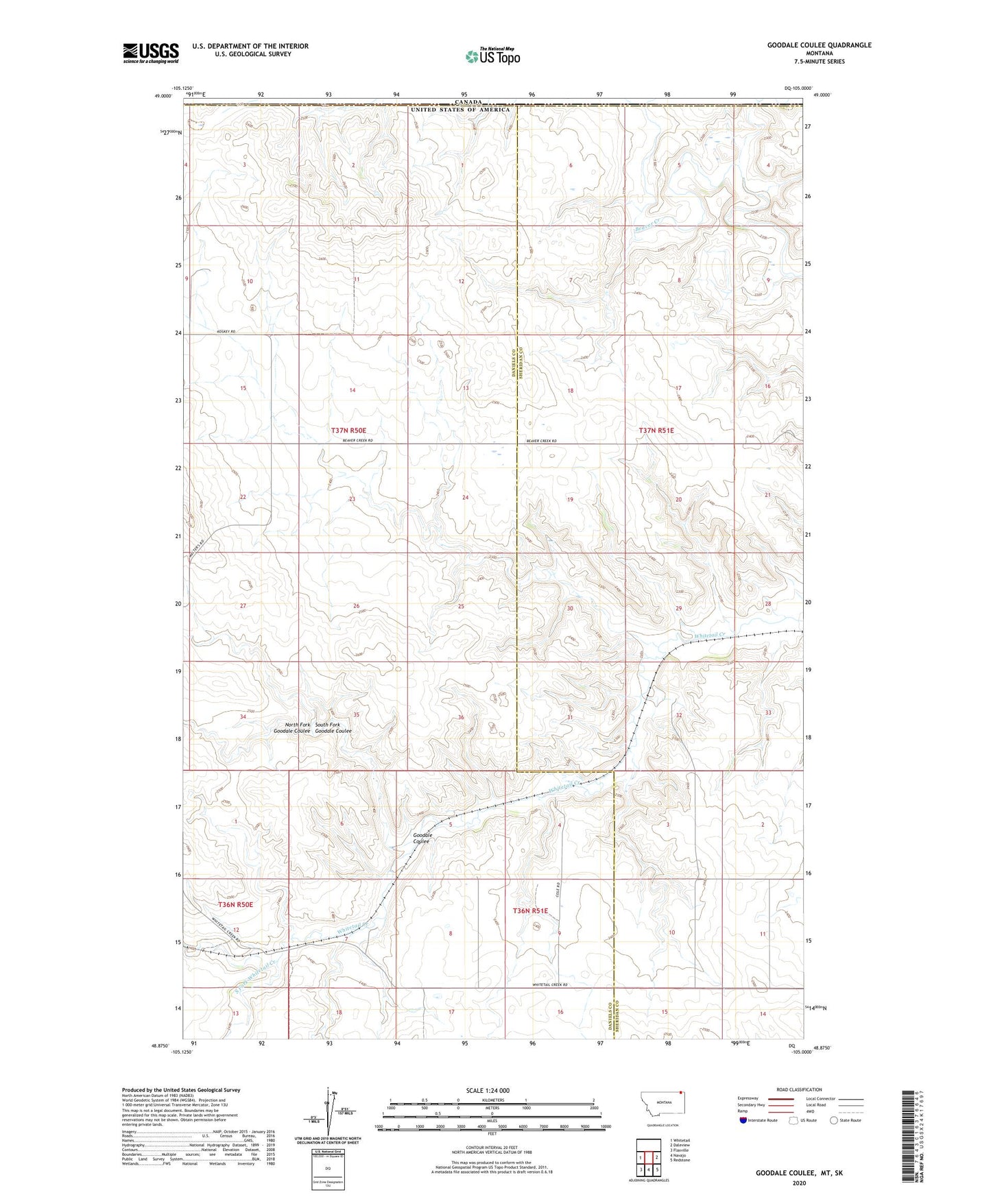 Goodale Coulee Montana US Topo Map Image