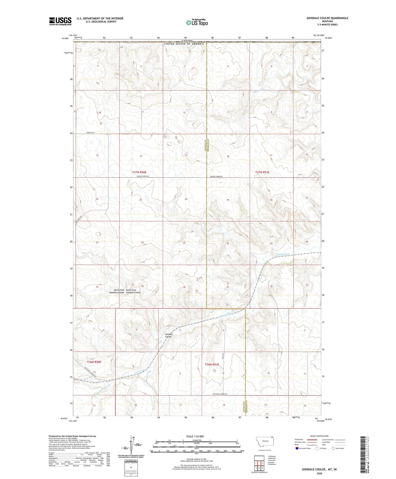 Goodale Coulee Montana US Topo Map Image