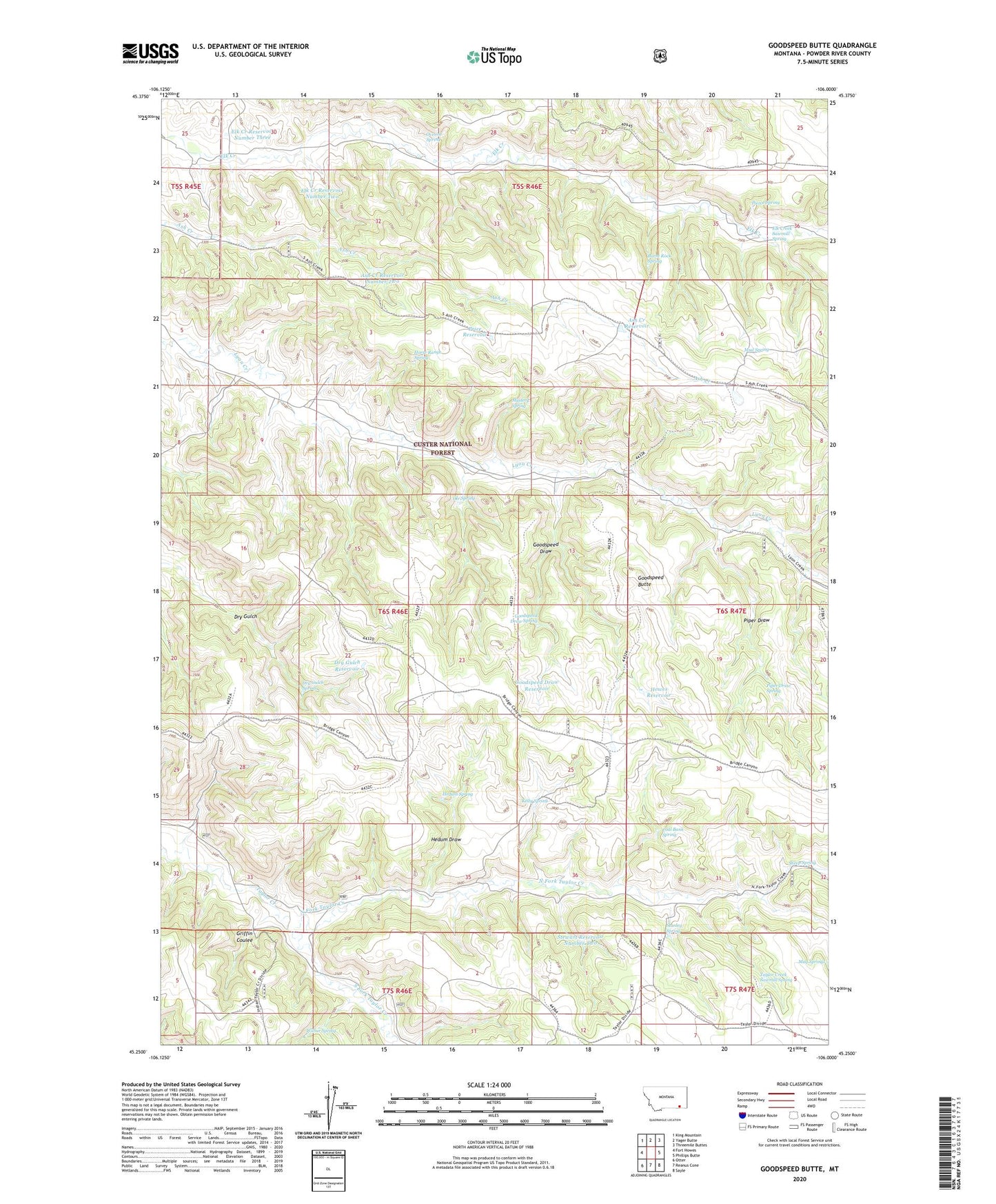 Goodspeed Butte Montana US Topo Map Image