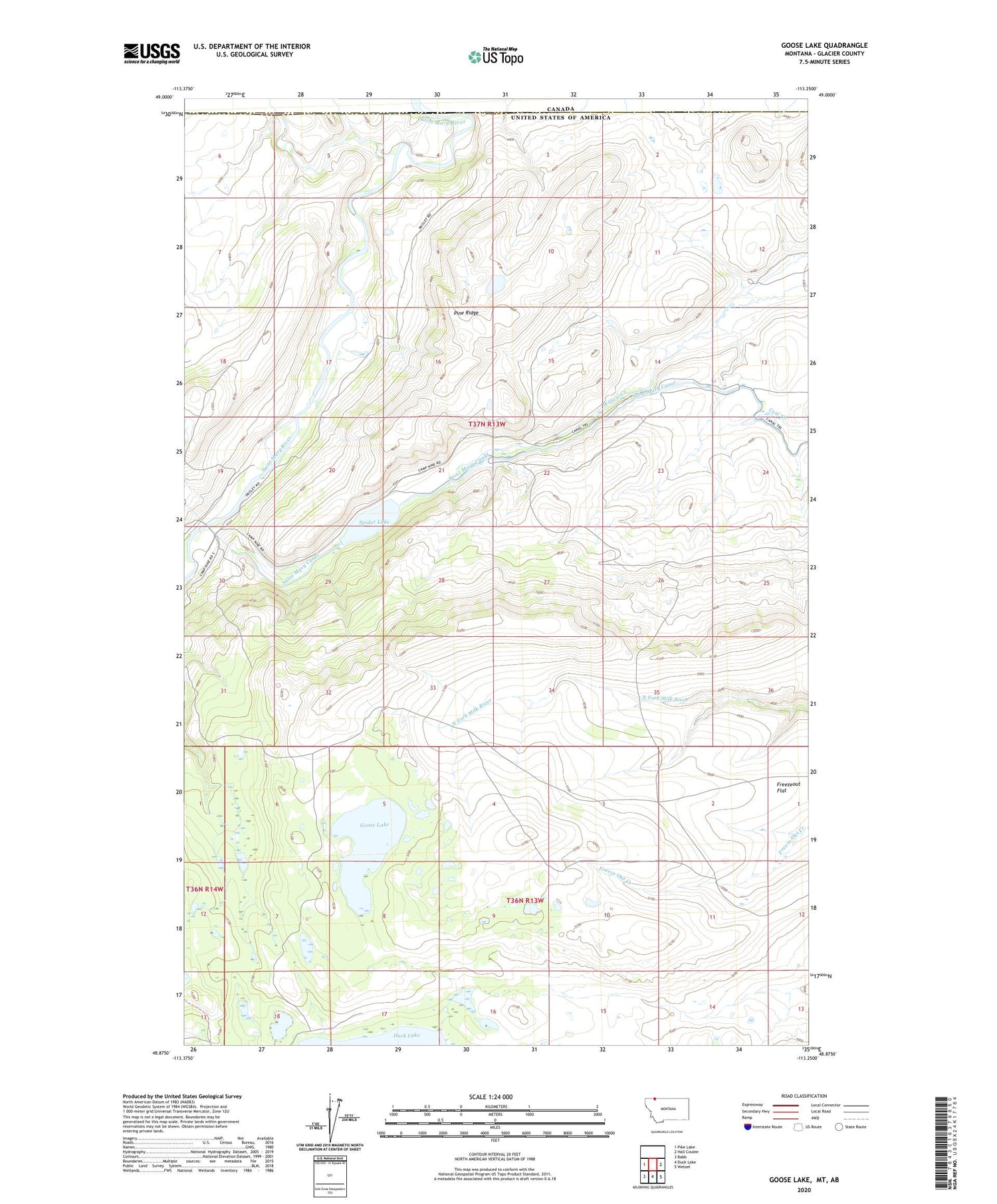 Goose Lake Montana US Topo Map Image