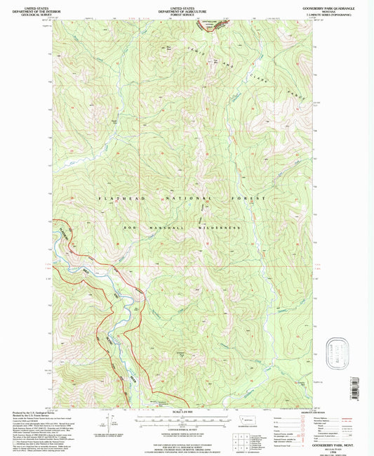 Classic USGS Gooseberry Park Montana 7.5'x7.5' Topo Map Image