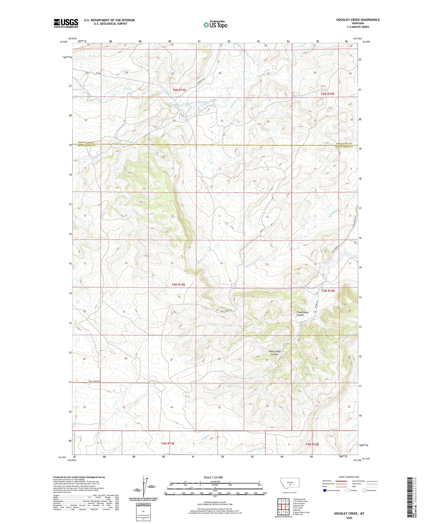 Gougley Creek Montana US Topo Map Image