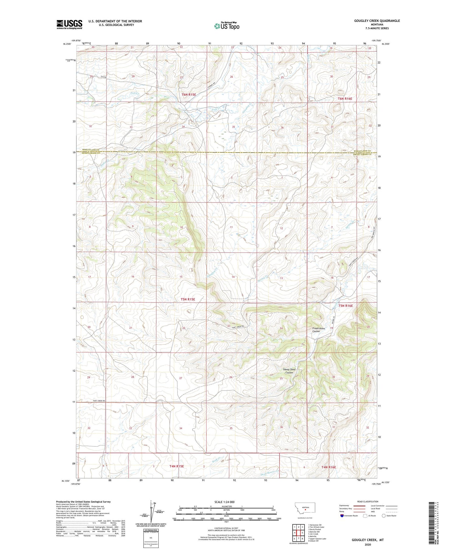 Gougley Creek Montana US Topo Map Image