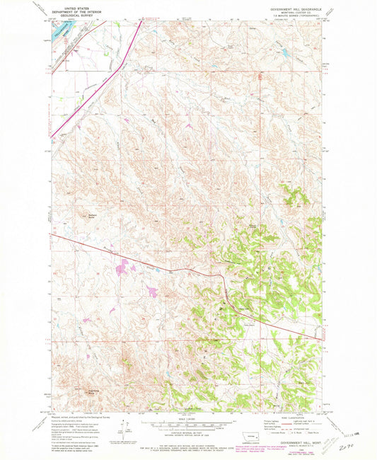 Classic USGS Government Hill Montana 7.5'x7.5' Topo Map Image