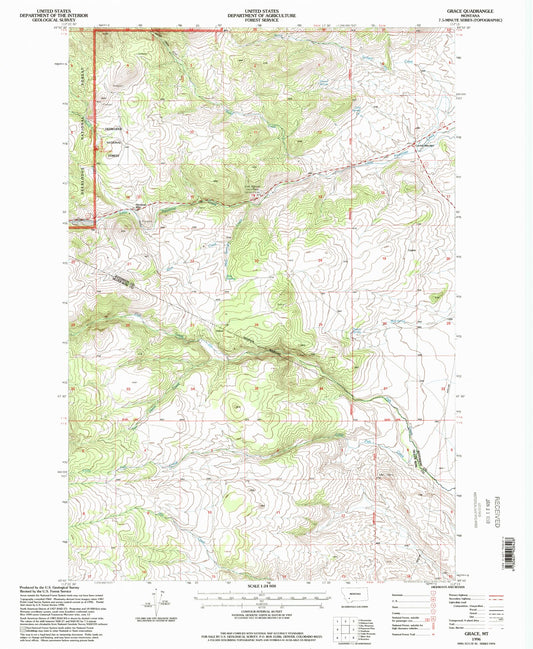 Classic USGS Grace Montana 7.5'x7.5' Topo Map Image