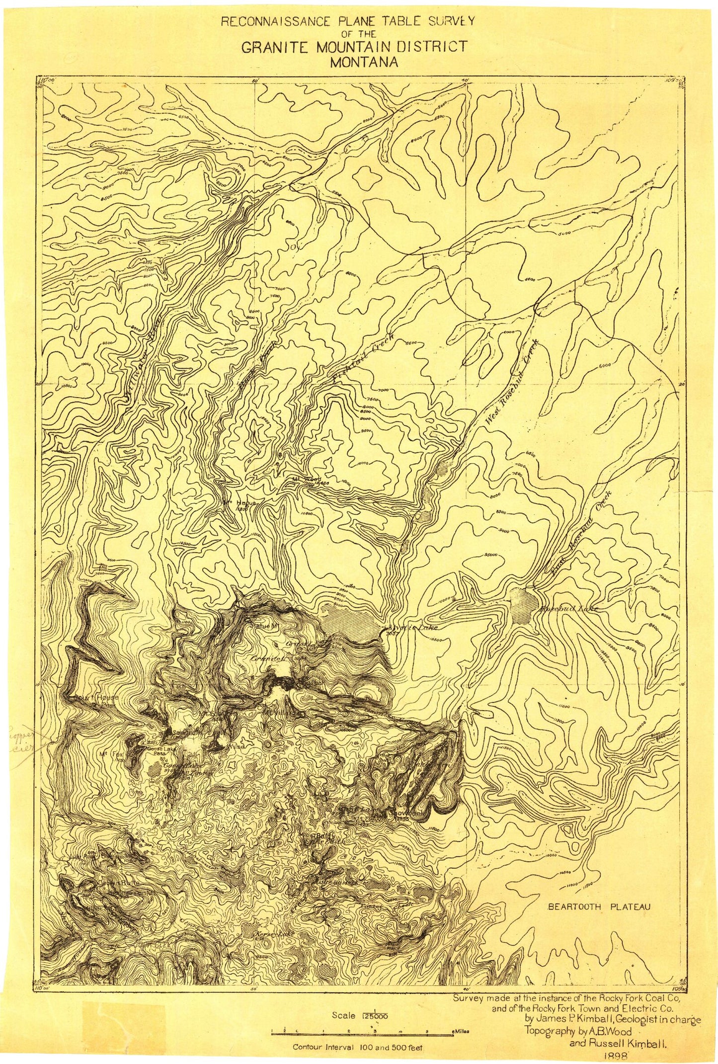 Historic 1898 Nye Montana 30'x30' Topo Map Image
