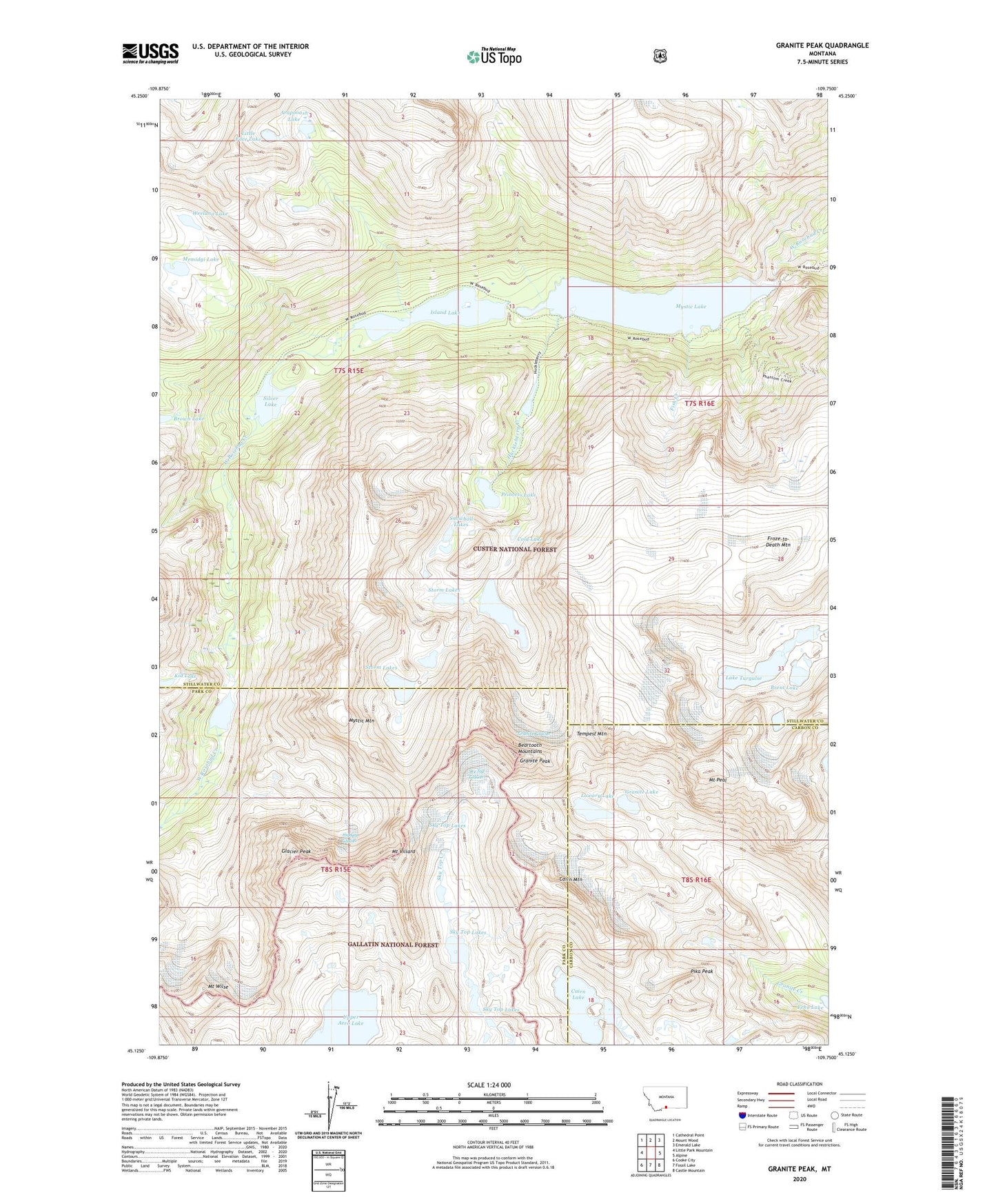 Granite Peak Montana US Topo Map Image