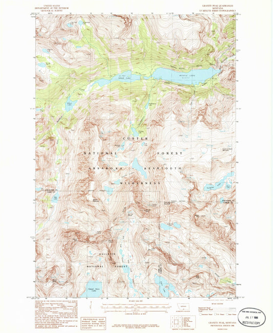 USGS Classic Granite Peak Montana 7.5'x7.5' Topo Map Image