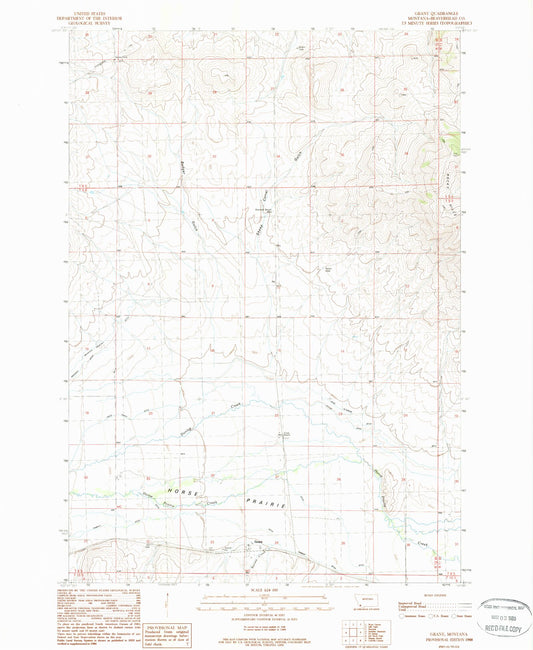Classic USGS Grant Montana 7.5'x7.5' Topo Map Image