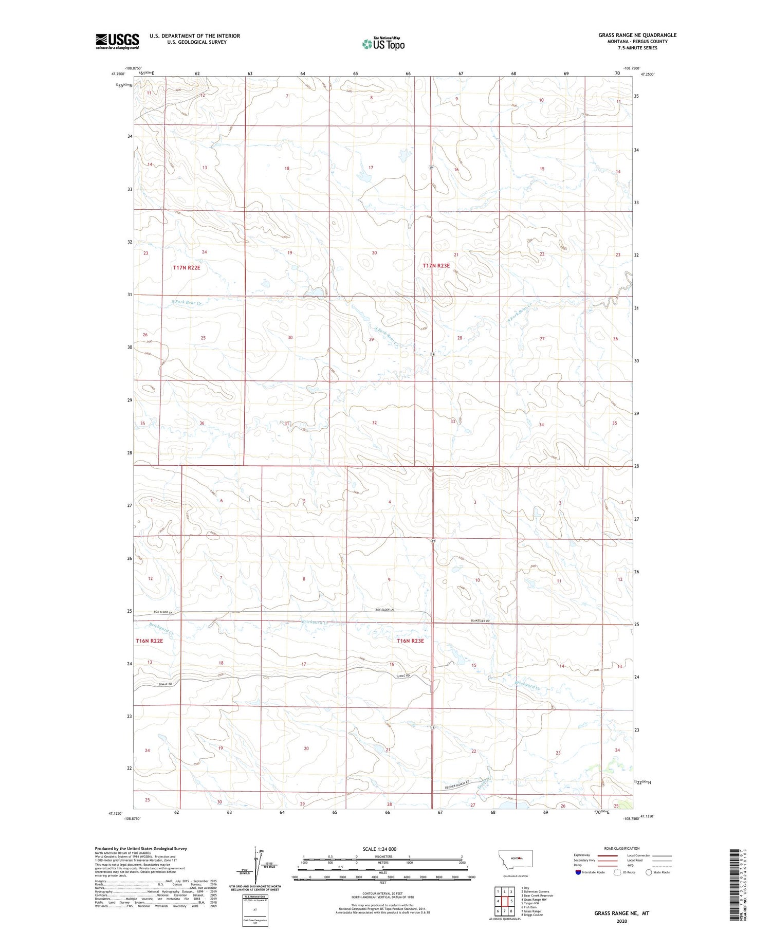 Grass Range NE Montana US Topo Map Image