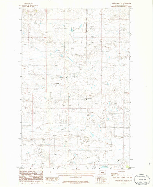 Classic USGS Grass Range NE Montana 7.5'x7.5' Topo Map Image