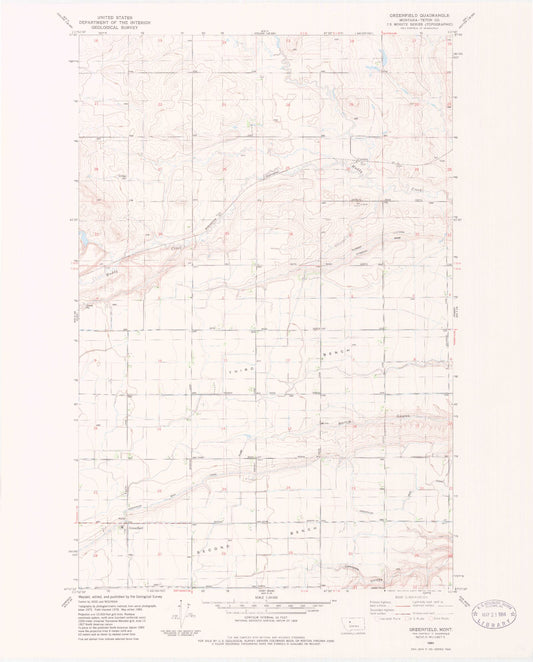Classic USGS Greenfield Montana 7.5'x7.5' Topo Map Image