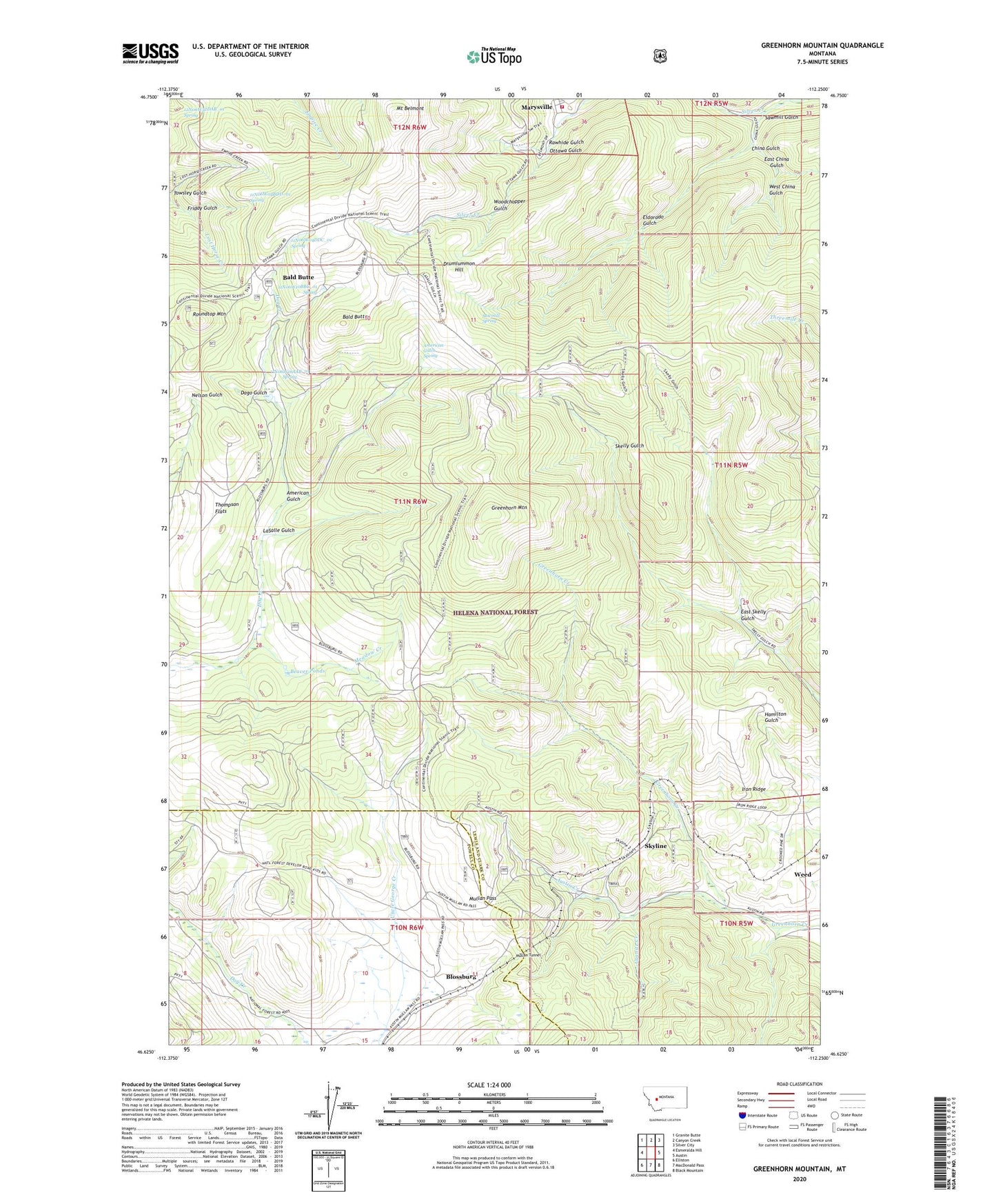 Greenhorn Mountain Montana US Topo Map Image