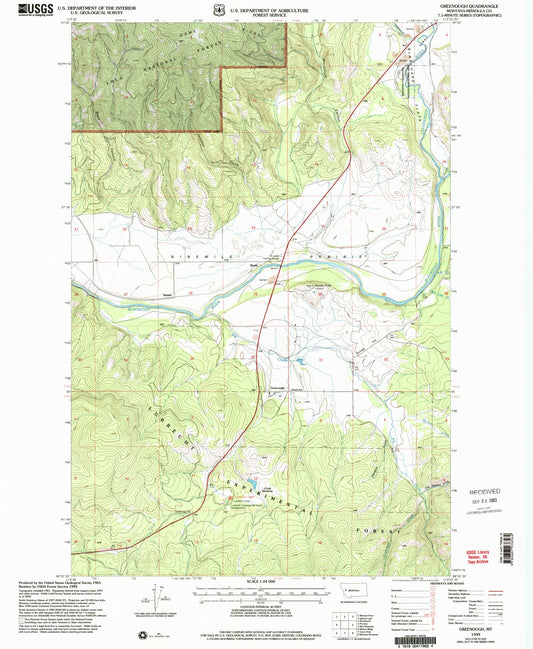 Classic USGS Greenough Montana 7.5'x7.5' Topo Map Image
