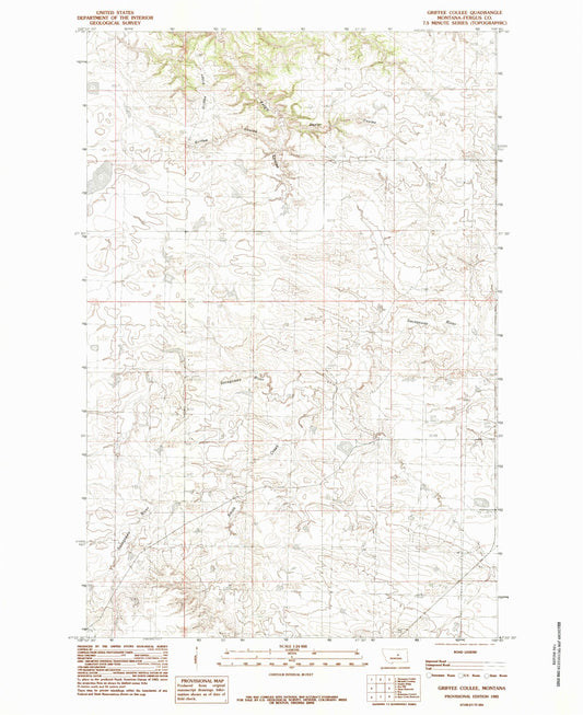 Classic USGS Griffee Coulee Montana 7.5'x7.5' Topo Map Image