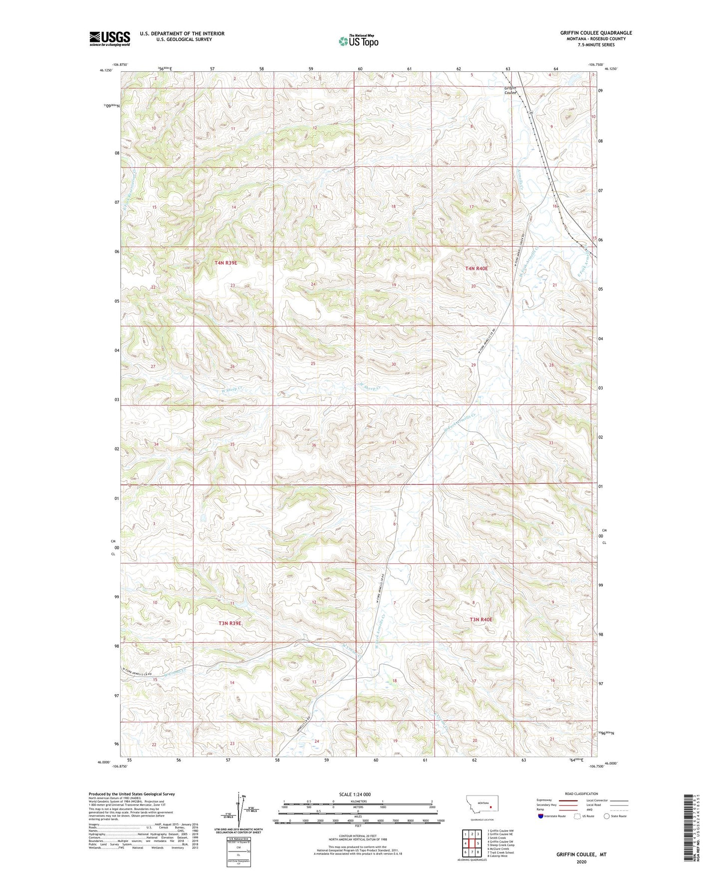 Griffin Coulee Montana US Topo Map Image