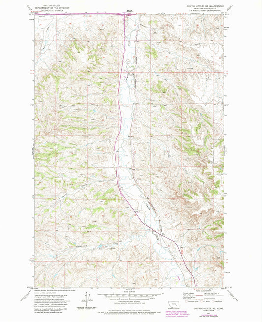 Classic USGS Griffin Coulee NE Montana 7.5'x7.5' Topo Map Image
