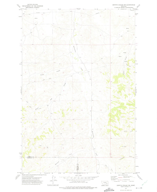 Classic USGS Griffin Coulee NW Montana 7.5'x7.5' Topo Map Image